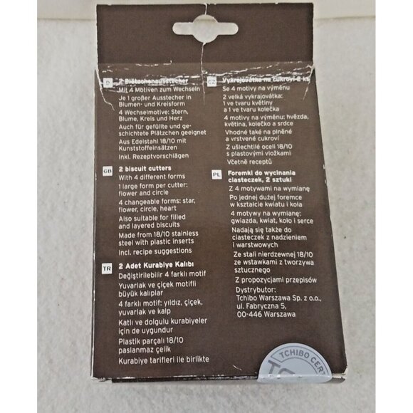 2‎ biscuit cutter 2 platzchen-ausstecher tchibo 4 forms flower circle star heart - Picture 4 of 6